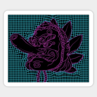 Aesthetic Synthwave Neon Pink Tengu Sticker